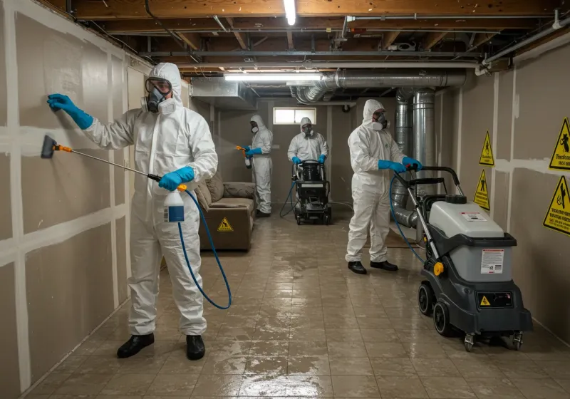 Basement Moisture Removal and Structural Drying process in Fletcher, NC